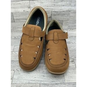 Orthofeet Avery 896 Womens 11 2E X-Wide Tan Leather Hook Loop Walking Shoes